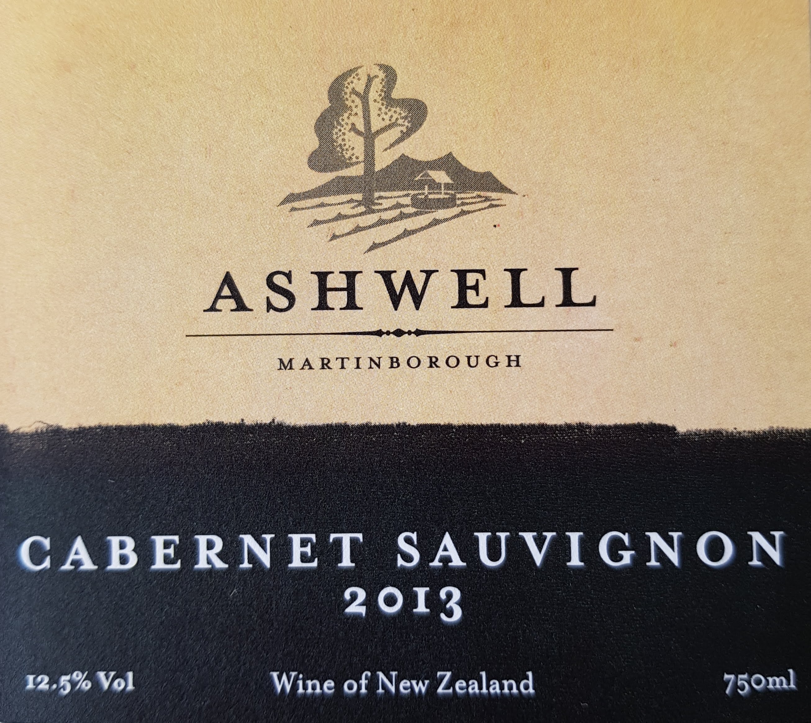 Wine label for Ashwell Cabernet Savignon 2013